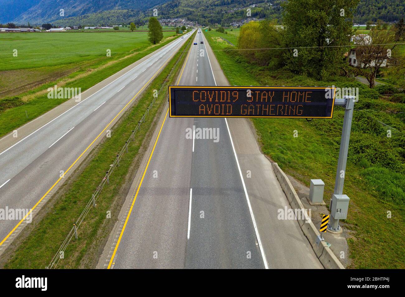 Elevated view of an electronic message board over the TransCanada