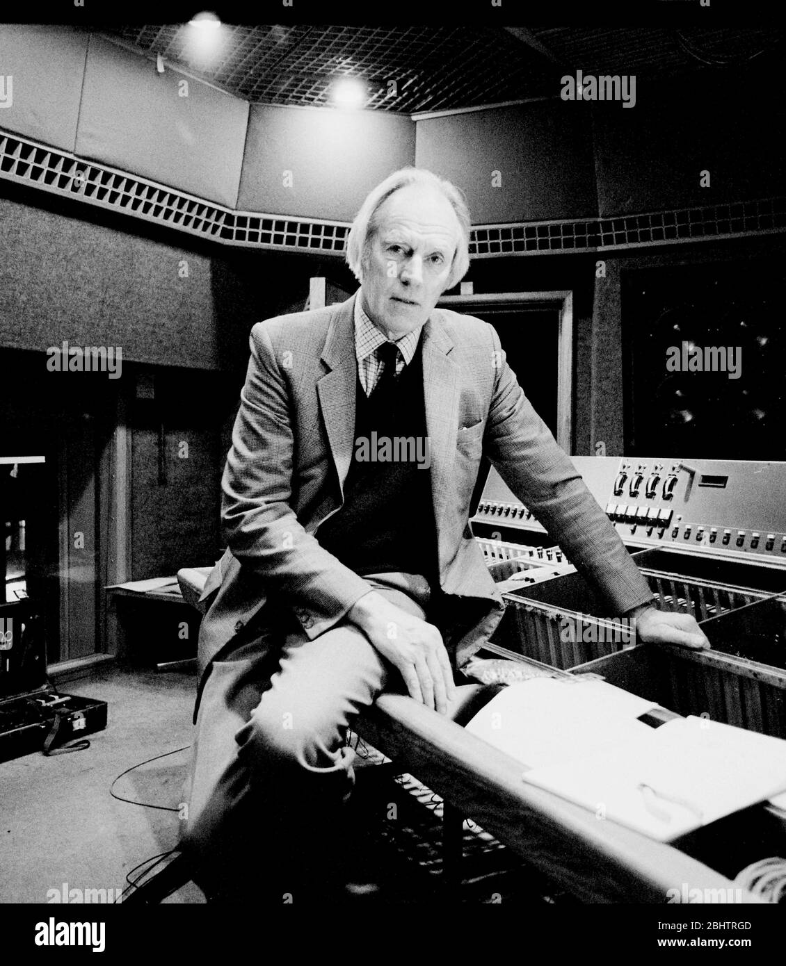 George Martin, producer for The Beatles, at a recording studio in