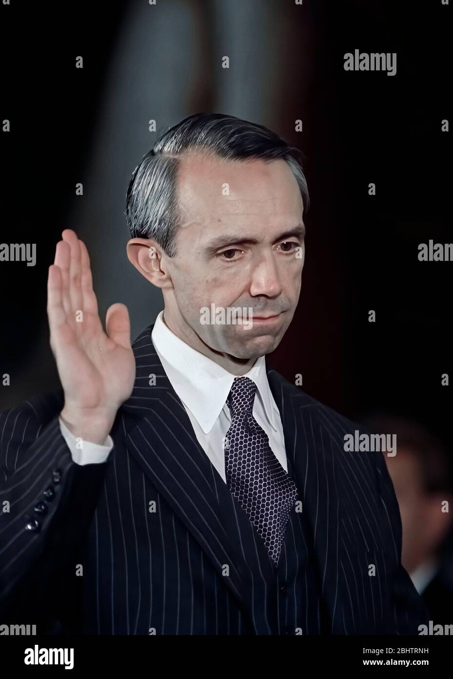 Washington DC, USA, October 8, 1990. Justice David Souter raises his ...