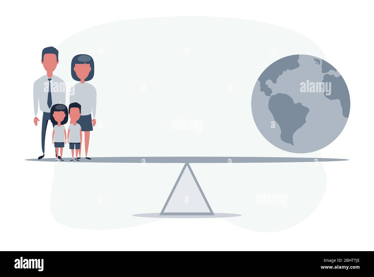 Family and Big Earth Globe, Mother, Father and Their Little children ...