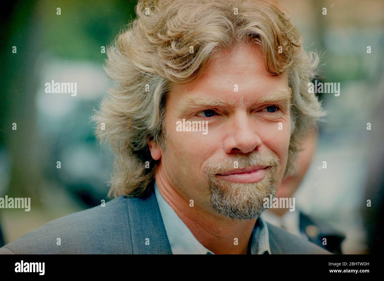A young Richard Branson in 1993, on the day that British Airways chief executive Sir Colin Marshall visited him in London's Holland Park for talks. Stock Photo