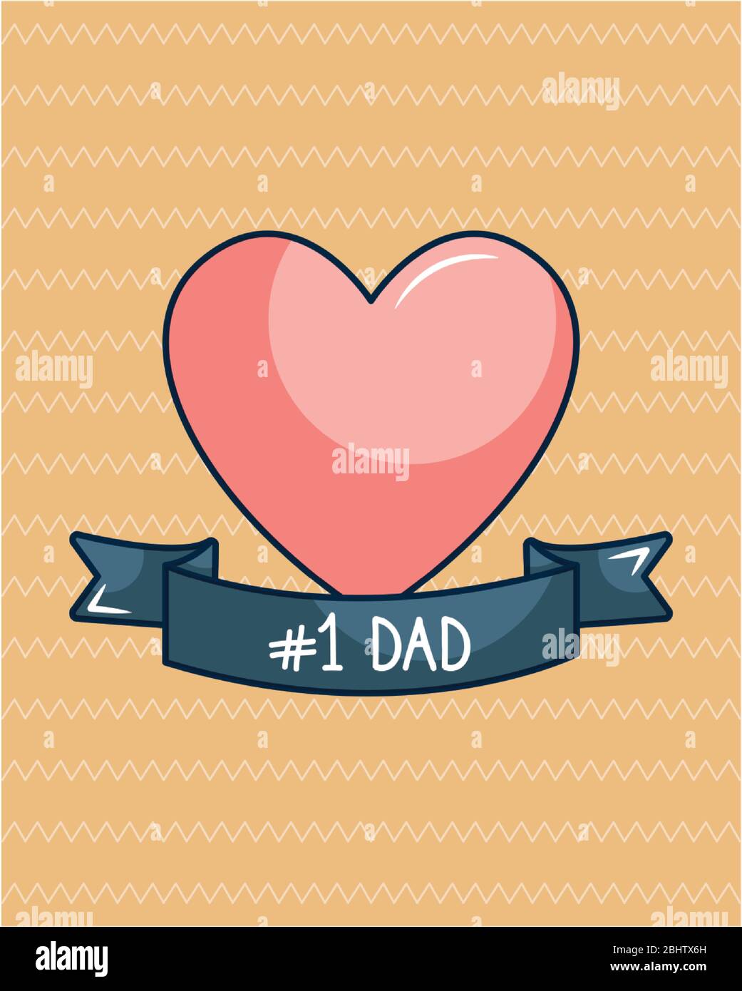 Happy fathers day card concept, heart with number 1 dad ribbon icon