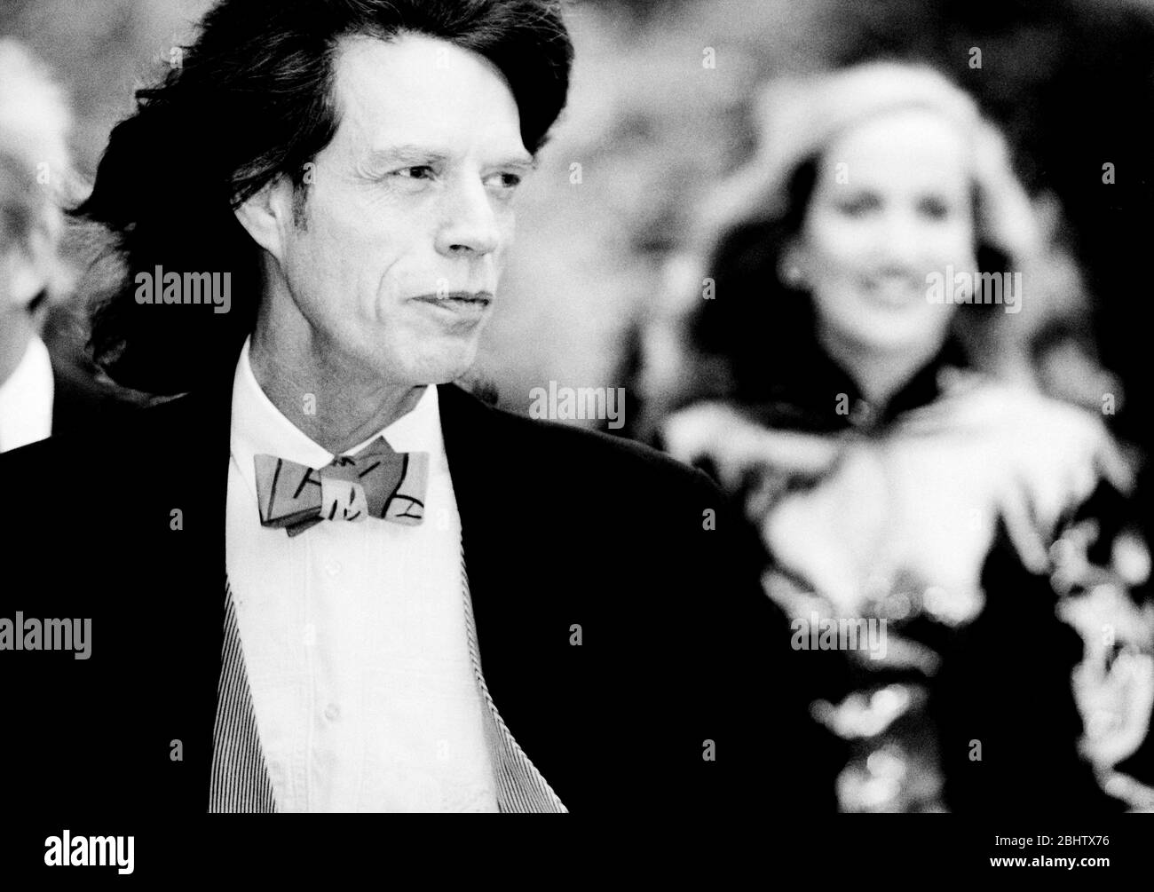Mick Jagger and Jerry Hall at the Oxford Union in 1993. Stock Photo