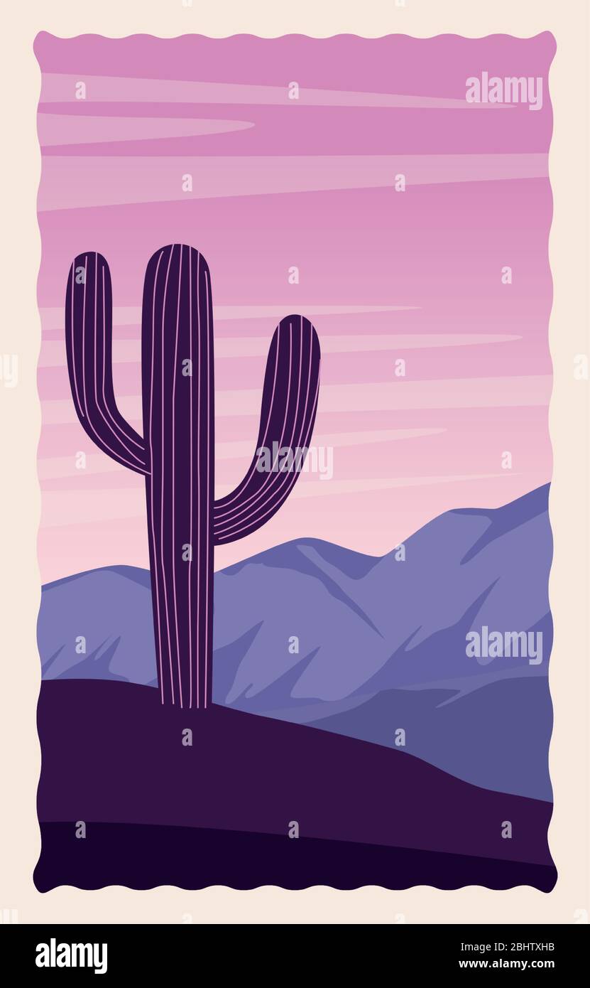 desert landscape flat scene with cactus Stock Vector Image & Art - Alamy