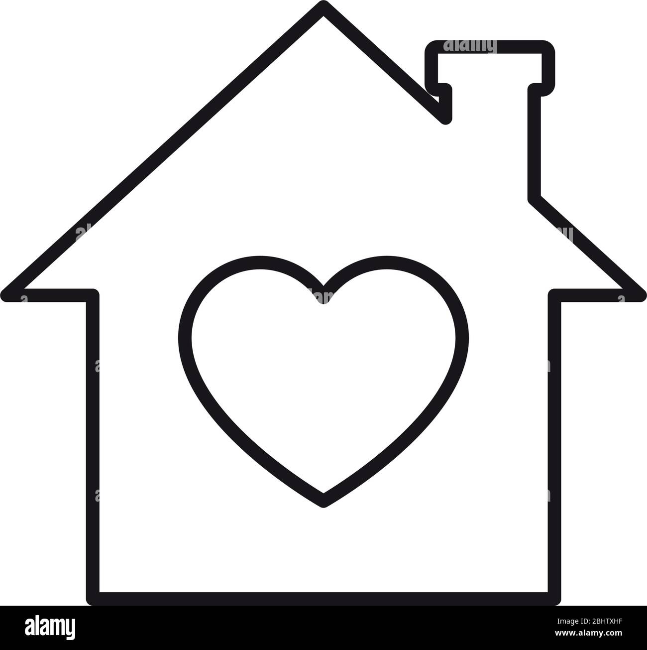 House with heart icon over white background, line style, vector ...