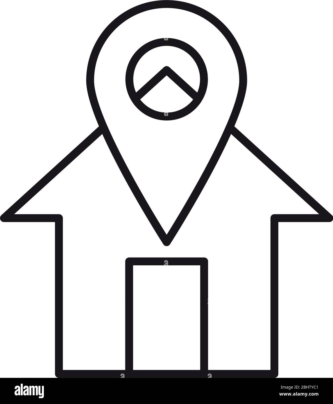 stay home concept, location pin on house icon over white background ...