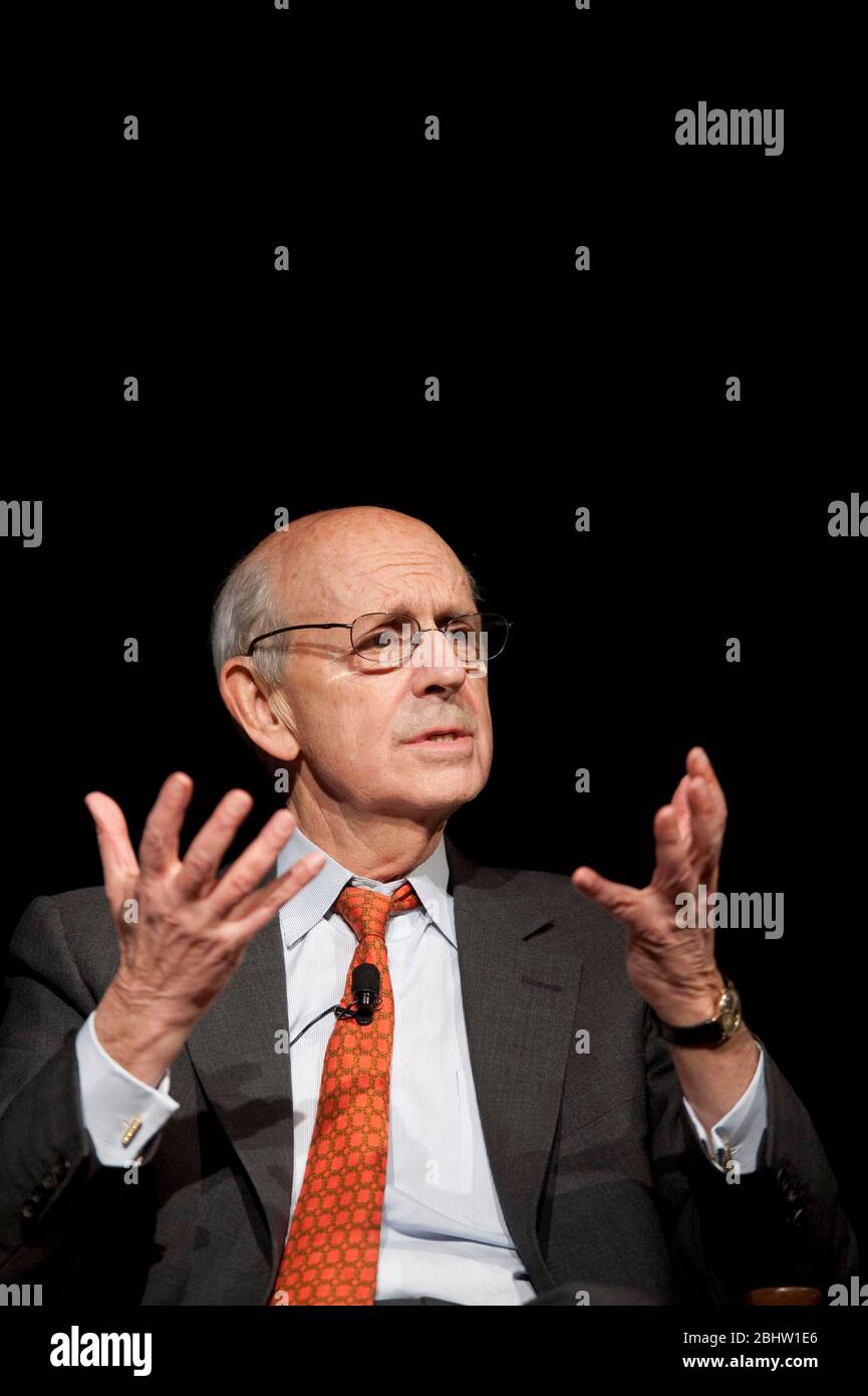 Austin Texas USA,  April 4, 2011: U.S. Supreme Court Justice Steven Breyer tells anecdotes about his favorite and least favorite court decisions during a speech at the LBJ Library at the University of Texas. ©Bob Daemmrich Stock Photo