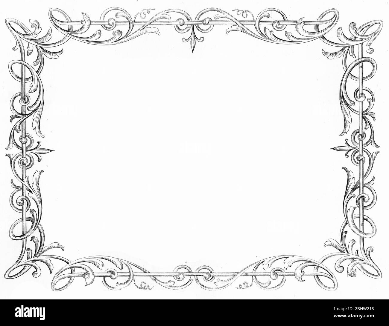 Victorian Art Ornate Scroll Frame On White Stock Photo, Picture