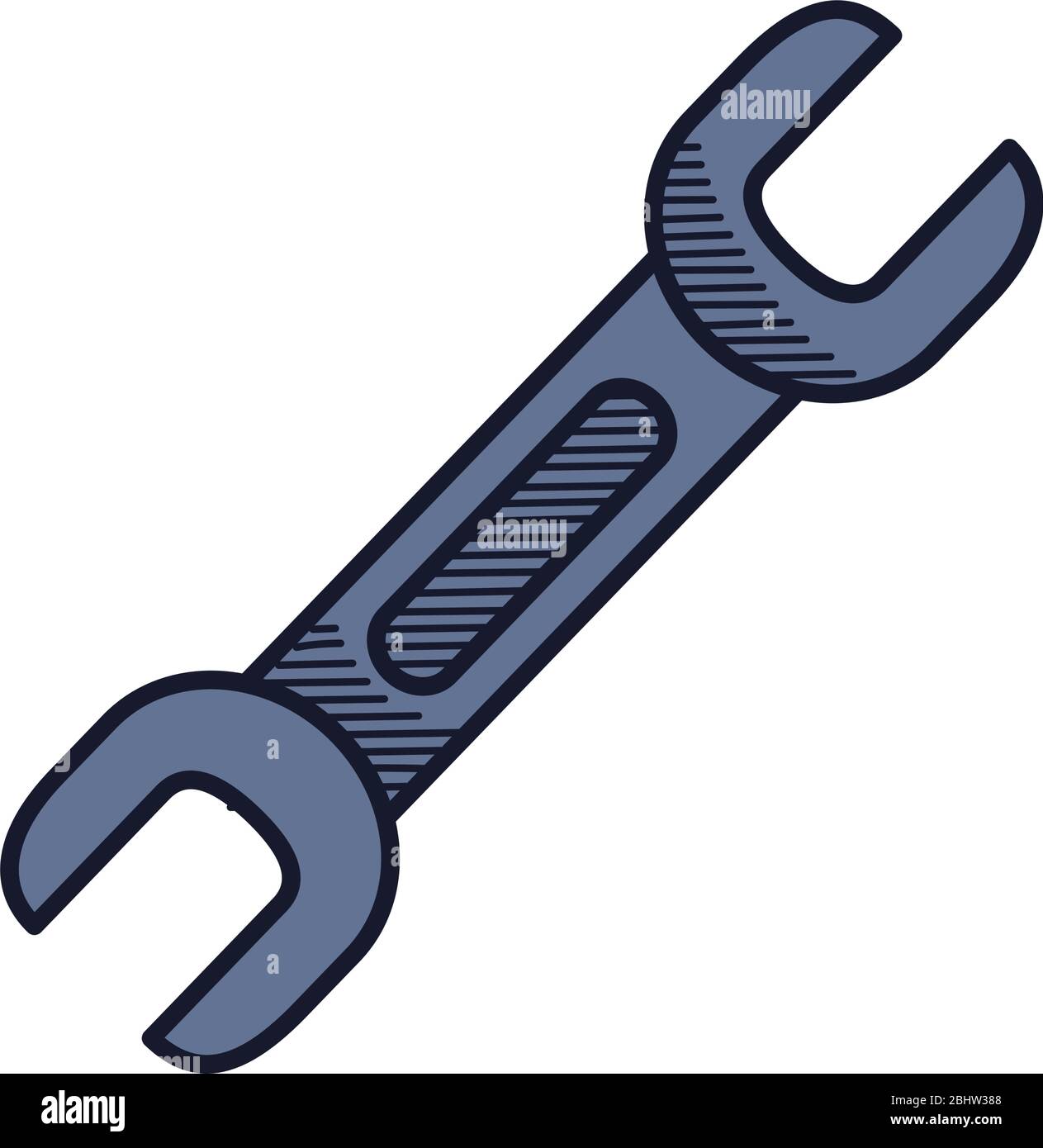 wrench tool icon over white background, line and fill style, vector ...