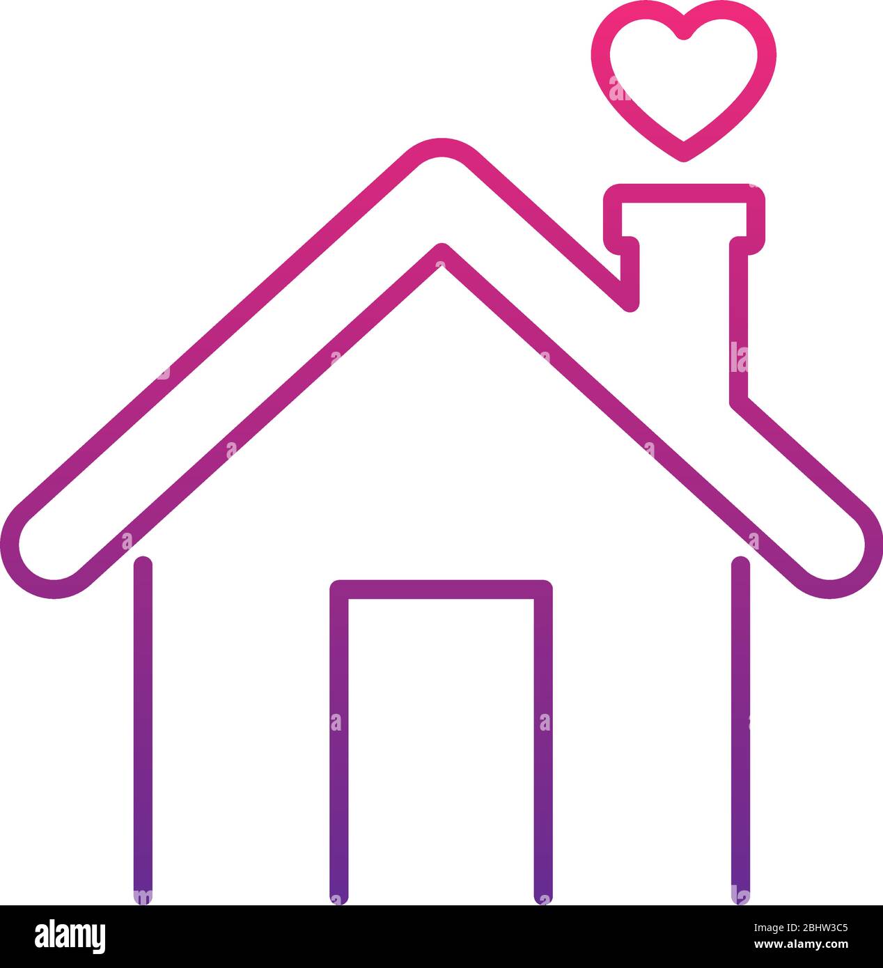 stay home concept, house with heart icon over white background ...