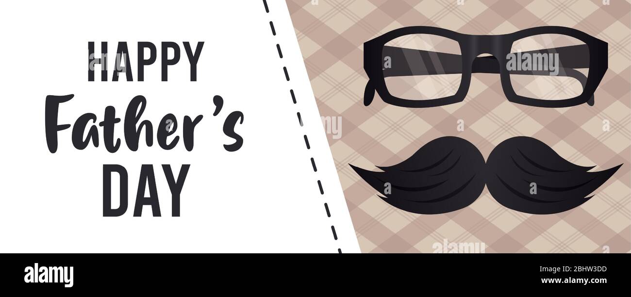 happy fathers day card with glasses and mustache Stock Vector Image ...