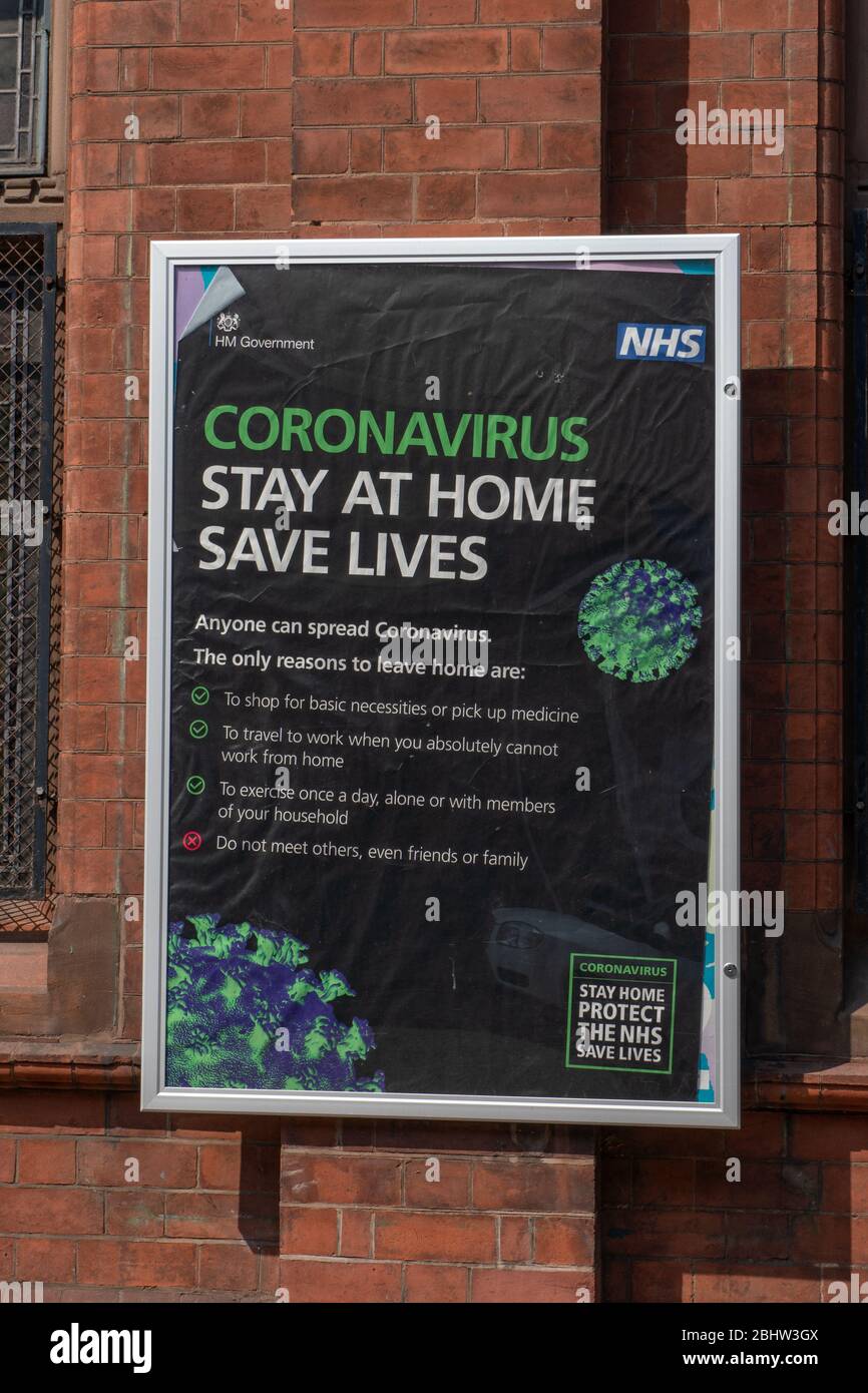 Coronavirus Stay at Home sign. Stourbridge. West Midlands. UK Stock Photo