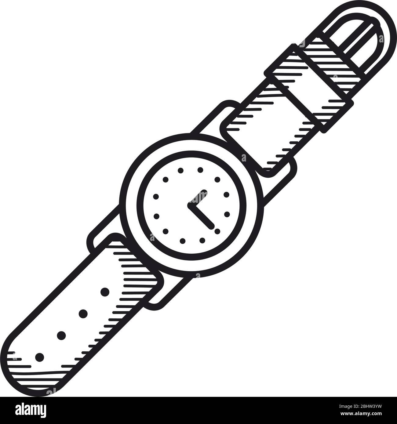 Casual watch icon over white background, line style, vector ...