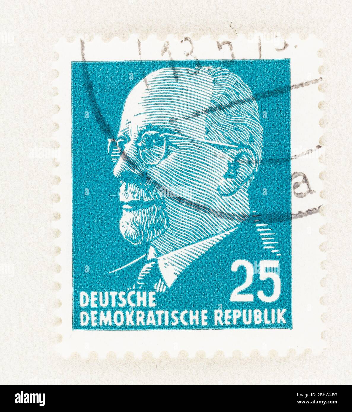SEATTLE WASHINGTON - April 26, 2020: 1963 Postage stamp  featuring portrait of Walter Ulbricht of DDR. Scott # 586 Stock Photo