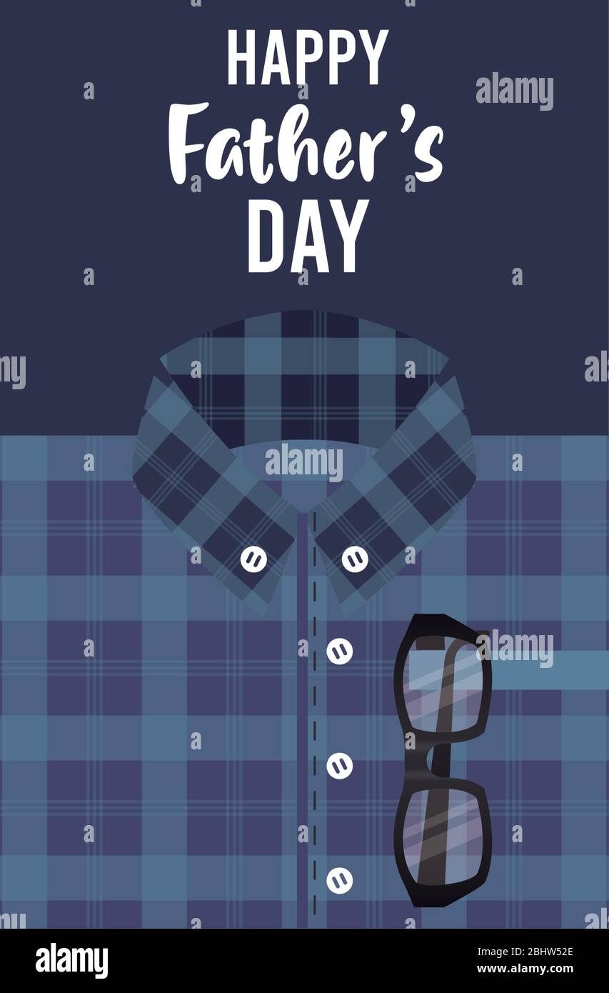 happy fathers day card with male shirt and eyeglasses Stock Vector ...