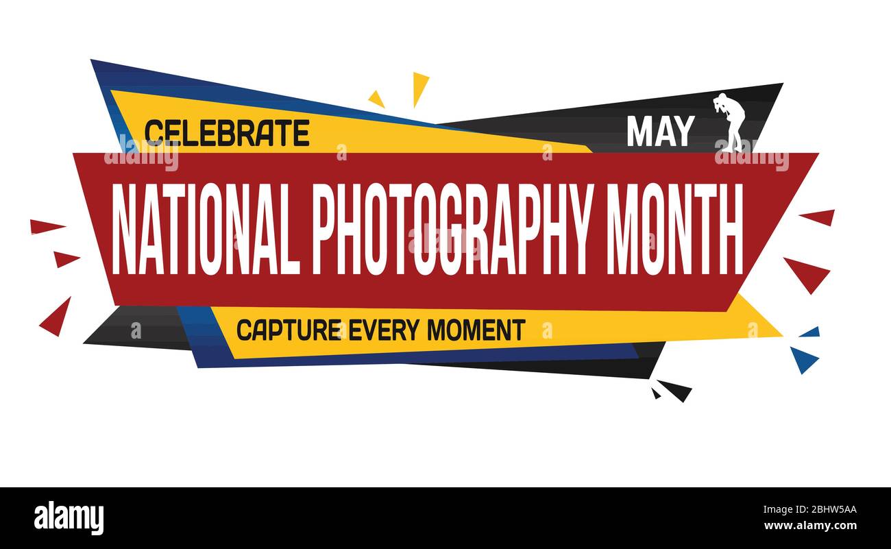 National Photography month banner design on white background, vector