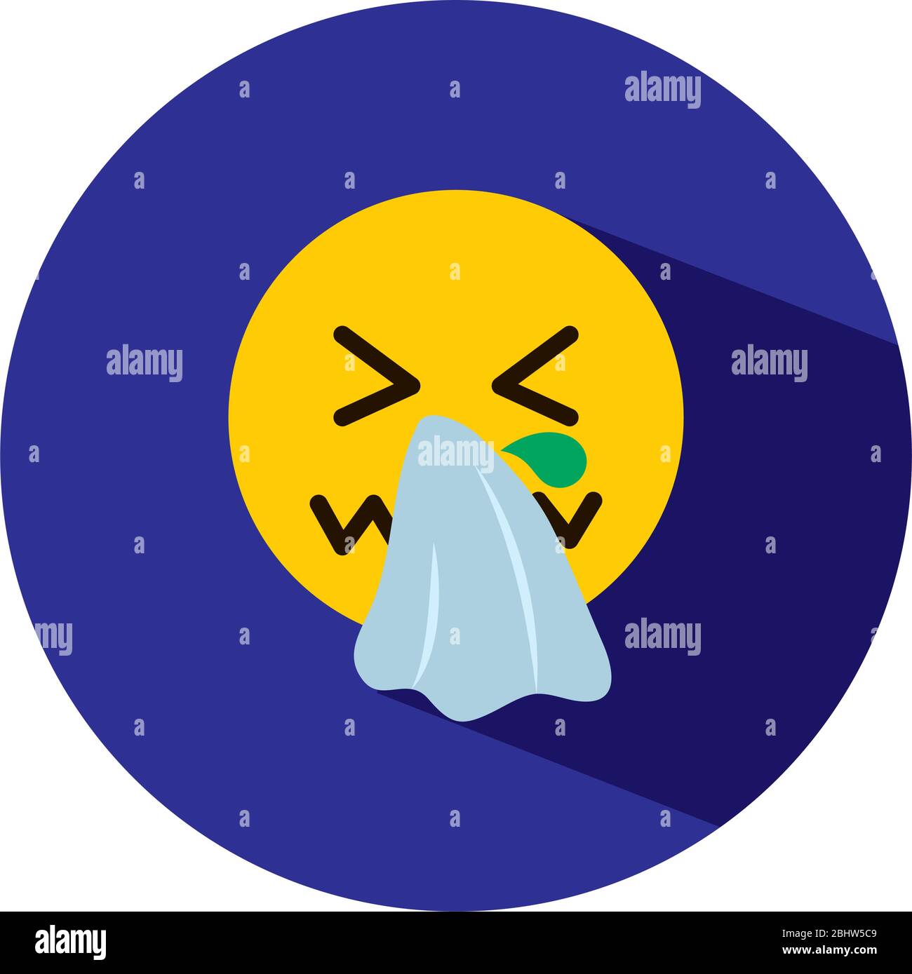 Emojis coronavirus concept, Emoji face with closed eyes sneezing or