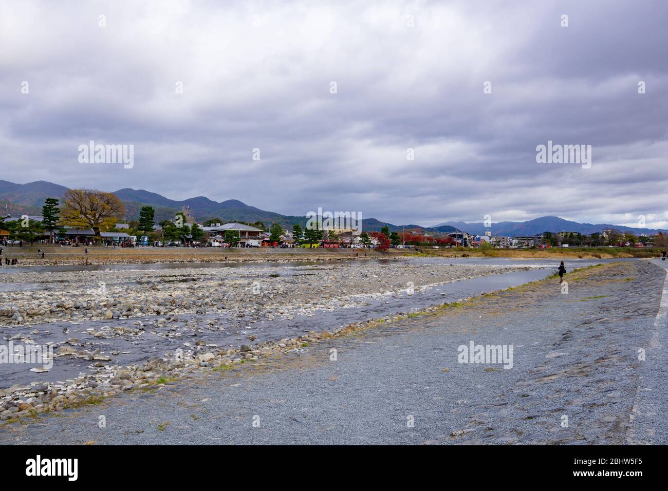 Arashiyama Togetsukyo Bridge was built during the Heian Period (794-1185), and reconstructed in the 1930s crossing the Oi River. This iconic landmark Stock Photo