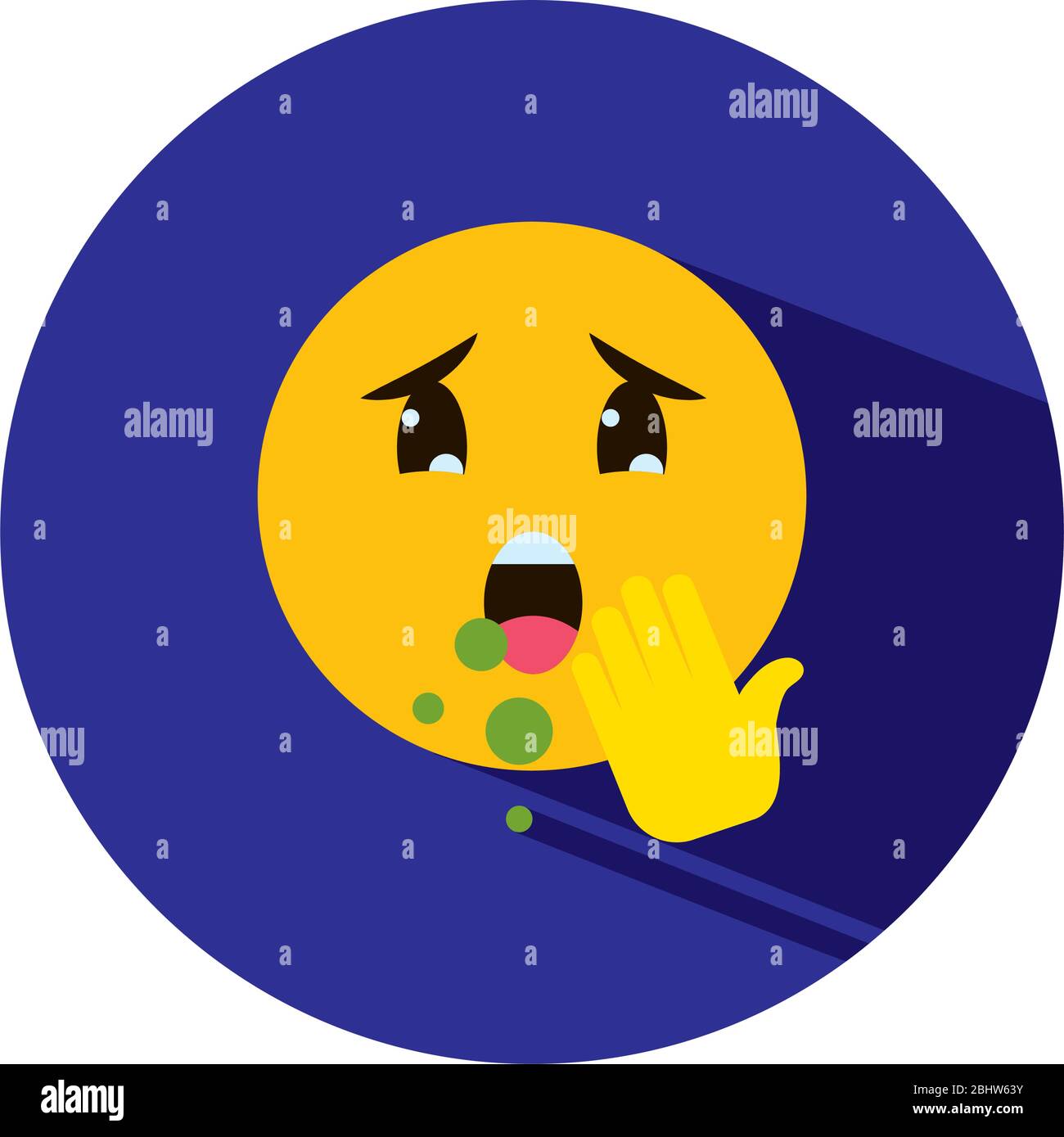 Emoji coronavirus concept, sick emoji coughing over white background, block style, vector