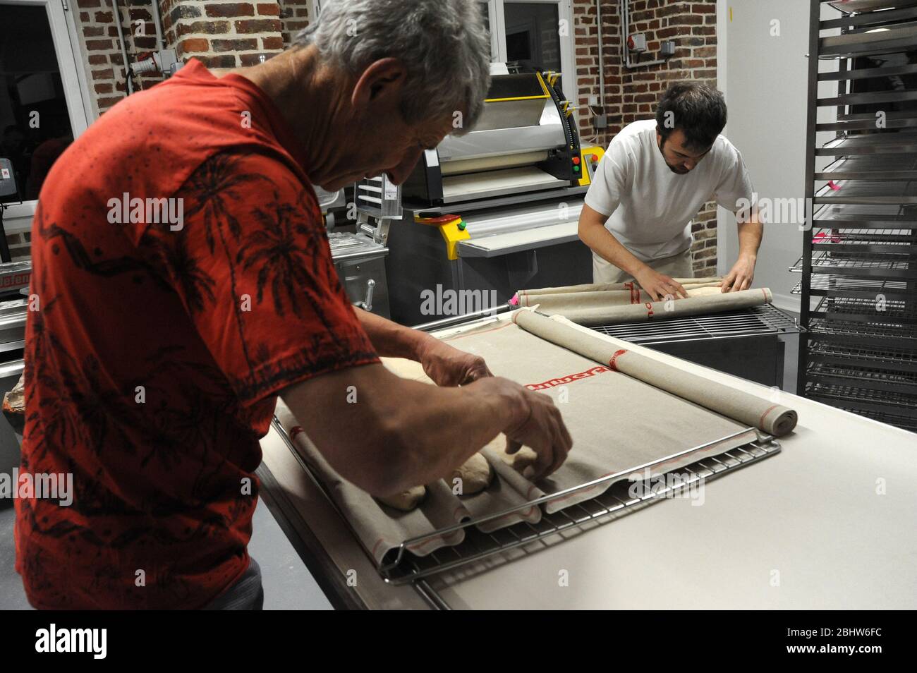 Manufacture of organic bread Stock Photo