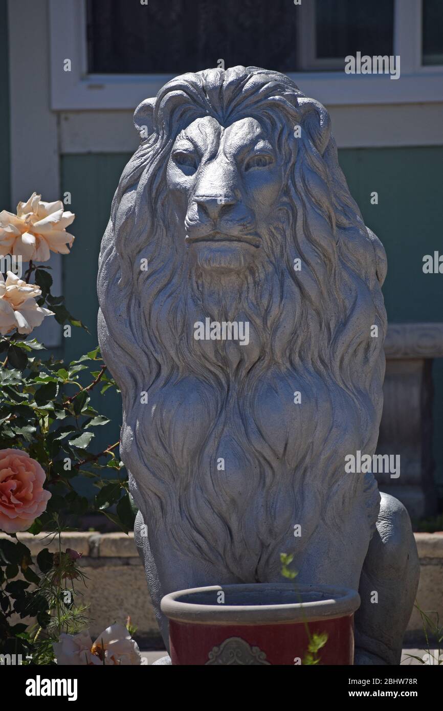 Lion Yard Statue Stock Photo Alamy