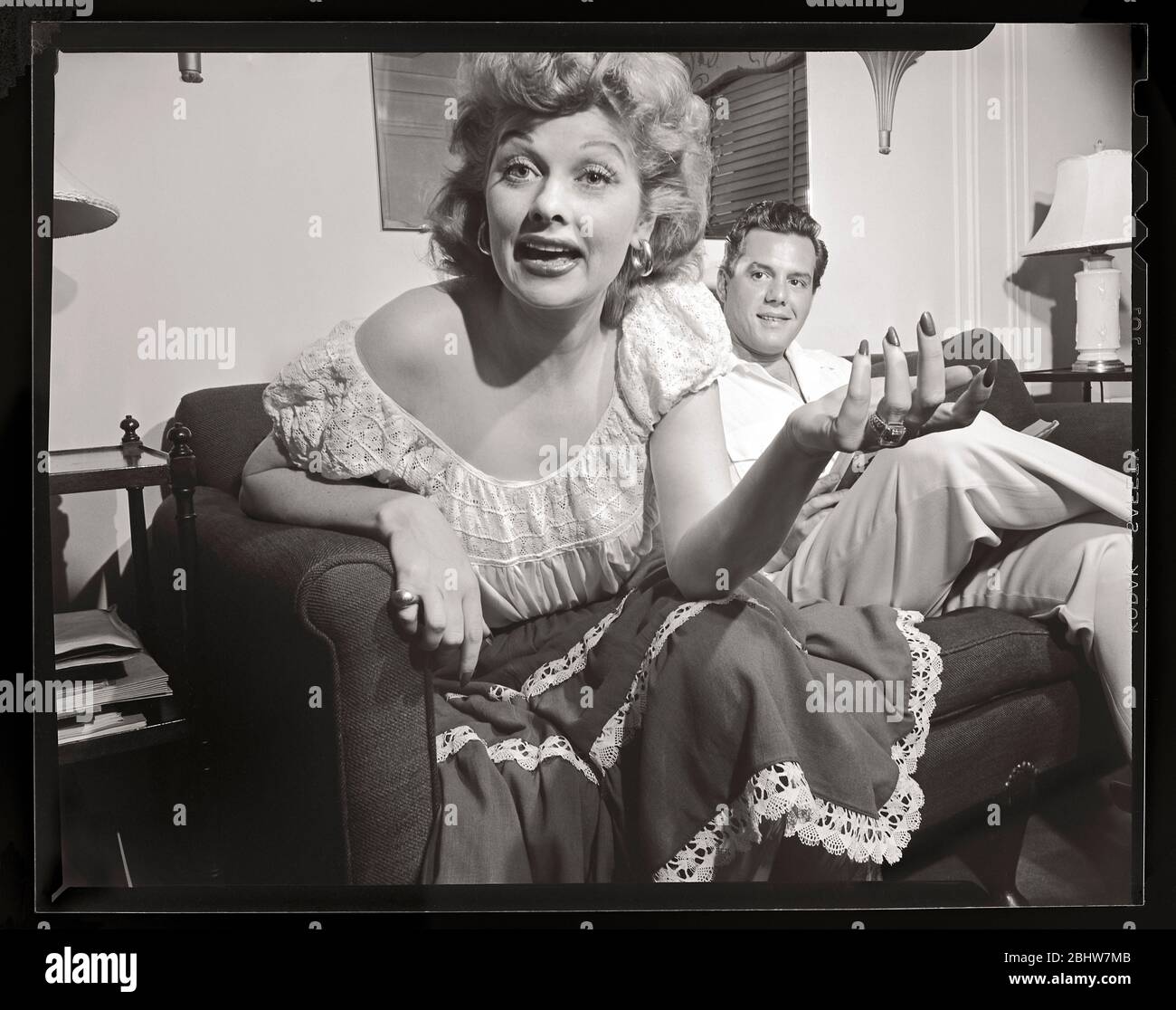 Lucille Ball & Desi Arnaz 1954. Image from 4x5 inch negative. Stock Photo