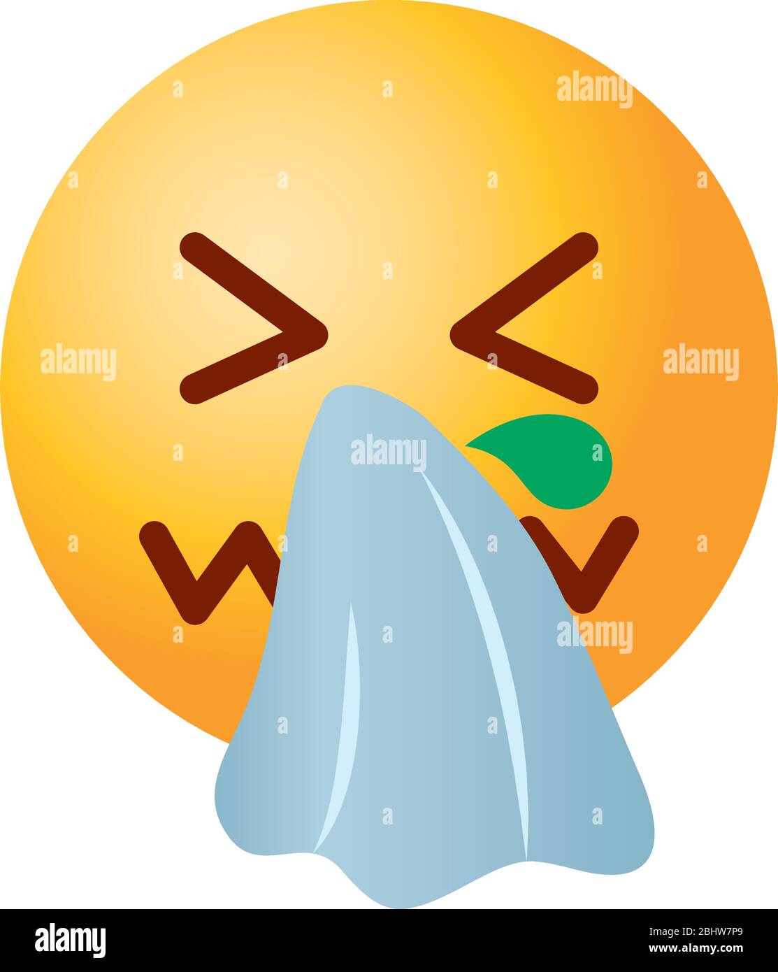 Emojis coronavirus concept, Emoji face with closed eyes sneezing or