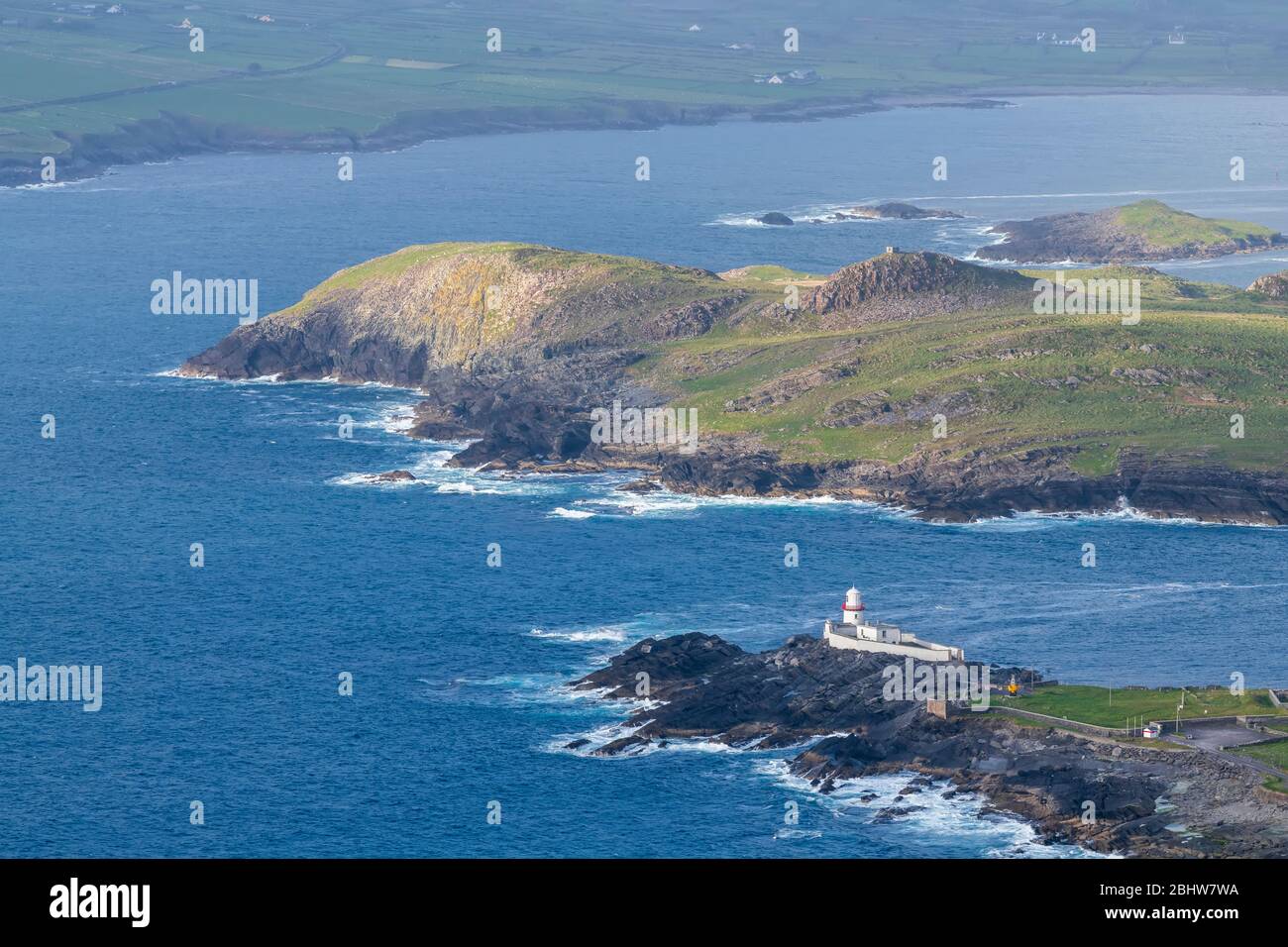 Beautiful view of Valentia Island Lighthouse at Cromwell Point. Locations worth visiting on the