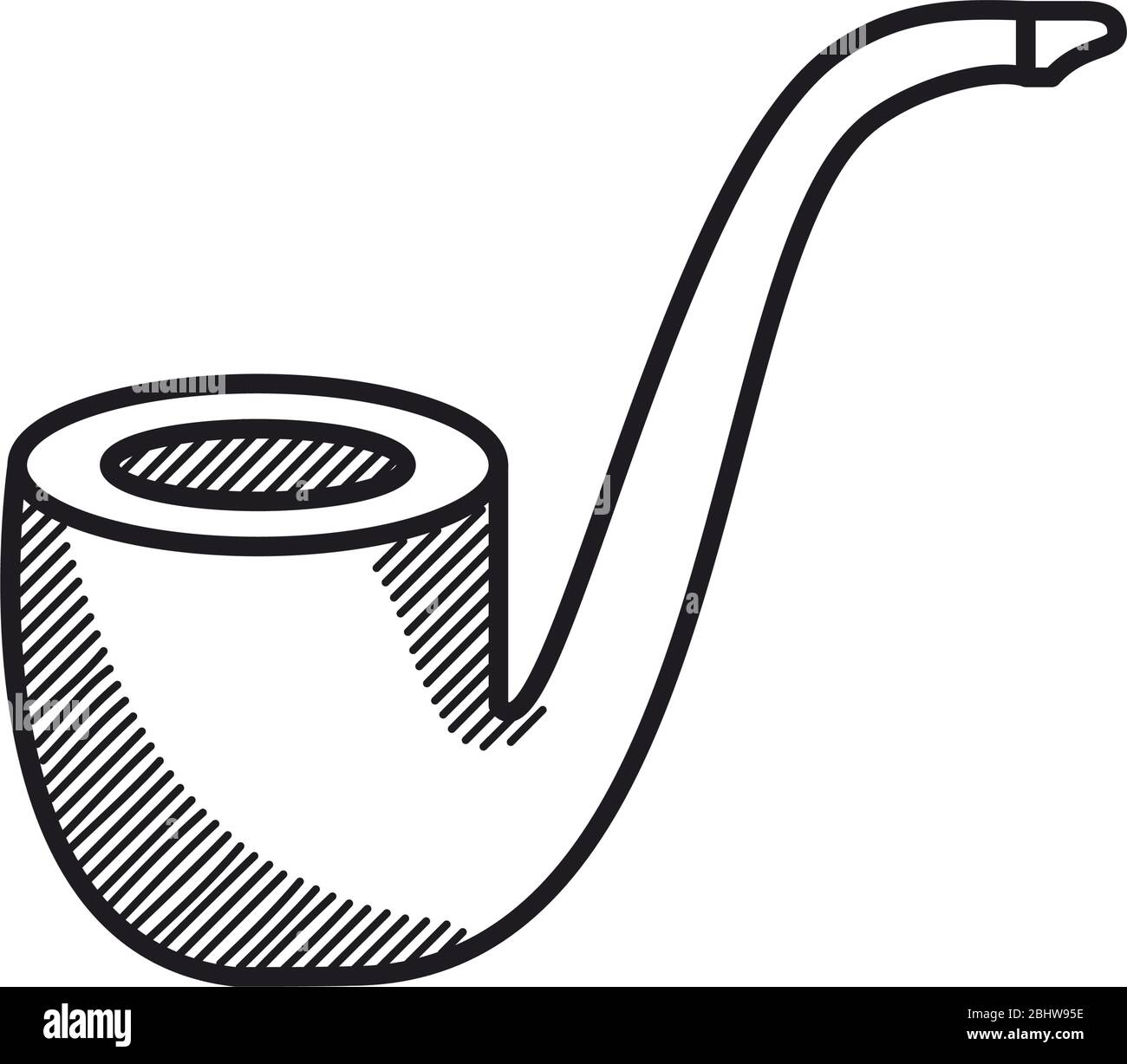 tobacco pipe icon over white background, line style, vector ...