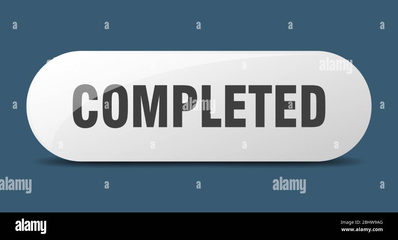Completed button completed sign key push button stock vector image
