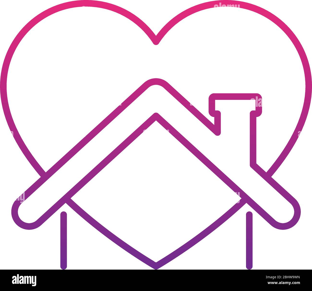 stay home concept, heart with house icon over white background ...