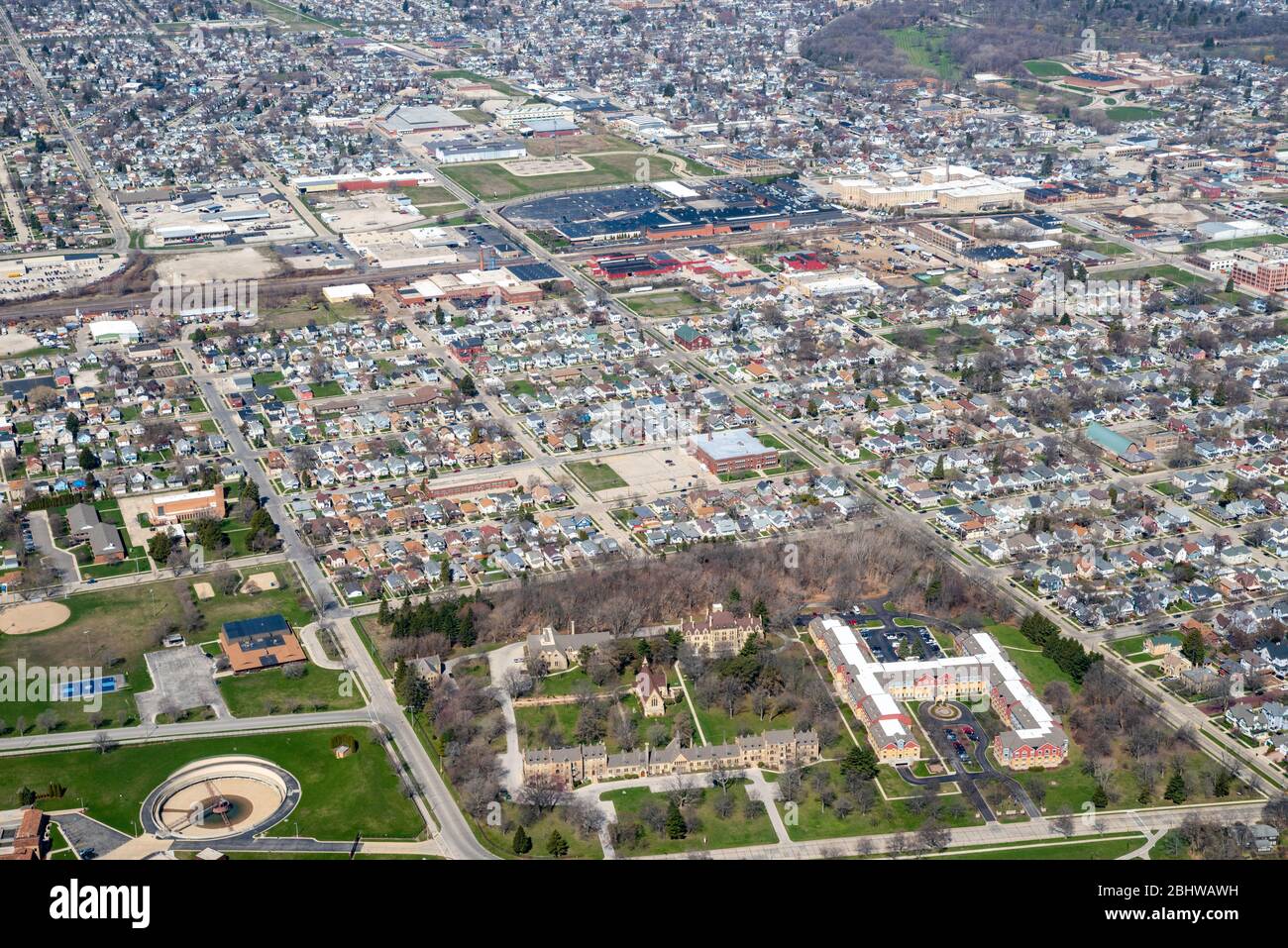 Aerial view of Racine, Wisconsin on a sunny April day Stock Photo Alamy