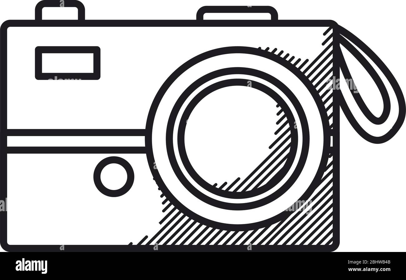photographic camera icon over white background, line style, vector ...