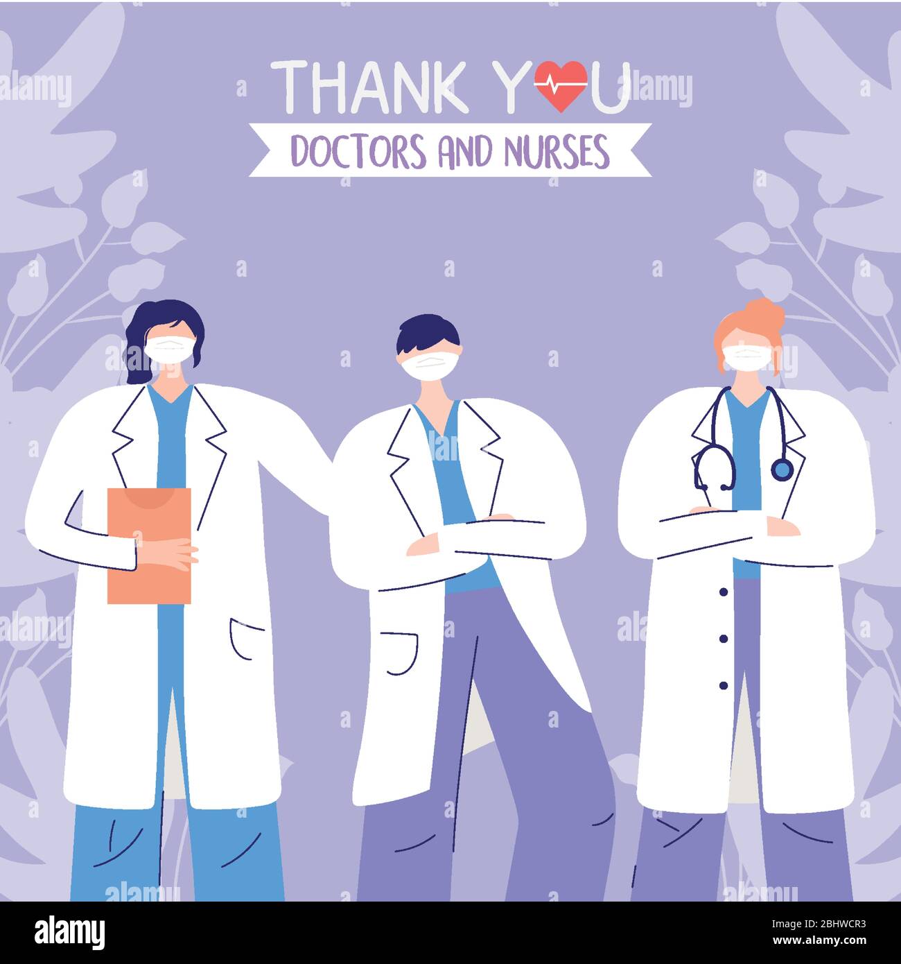 Thanks Doctors Nurses Women And Man Physicians Staff Medical Care Vector Illustration Stock