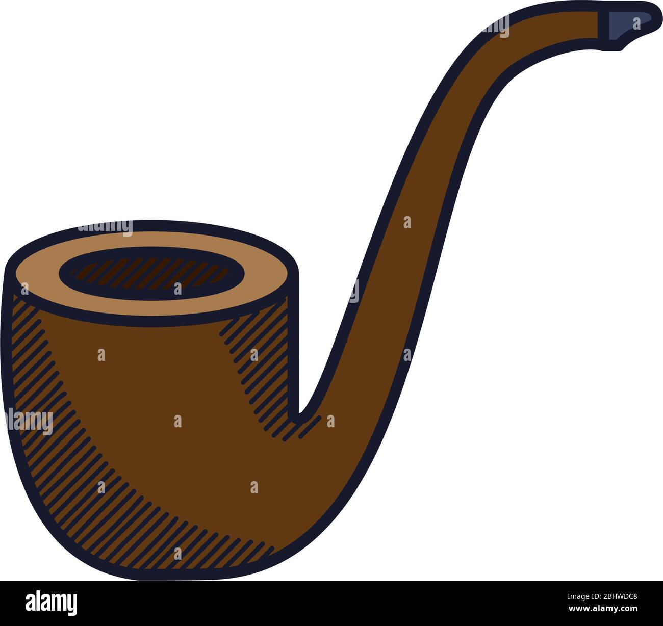 tobacco pipe icon over white background, line and fill style, vector ...