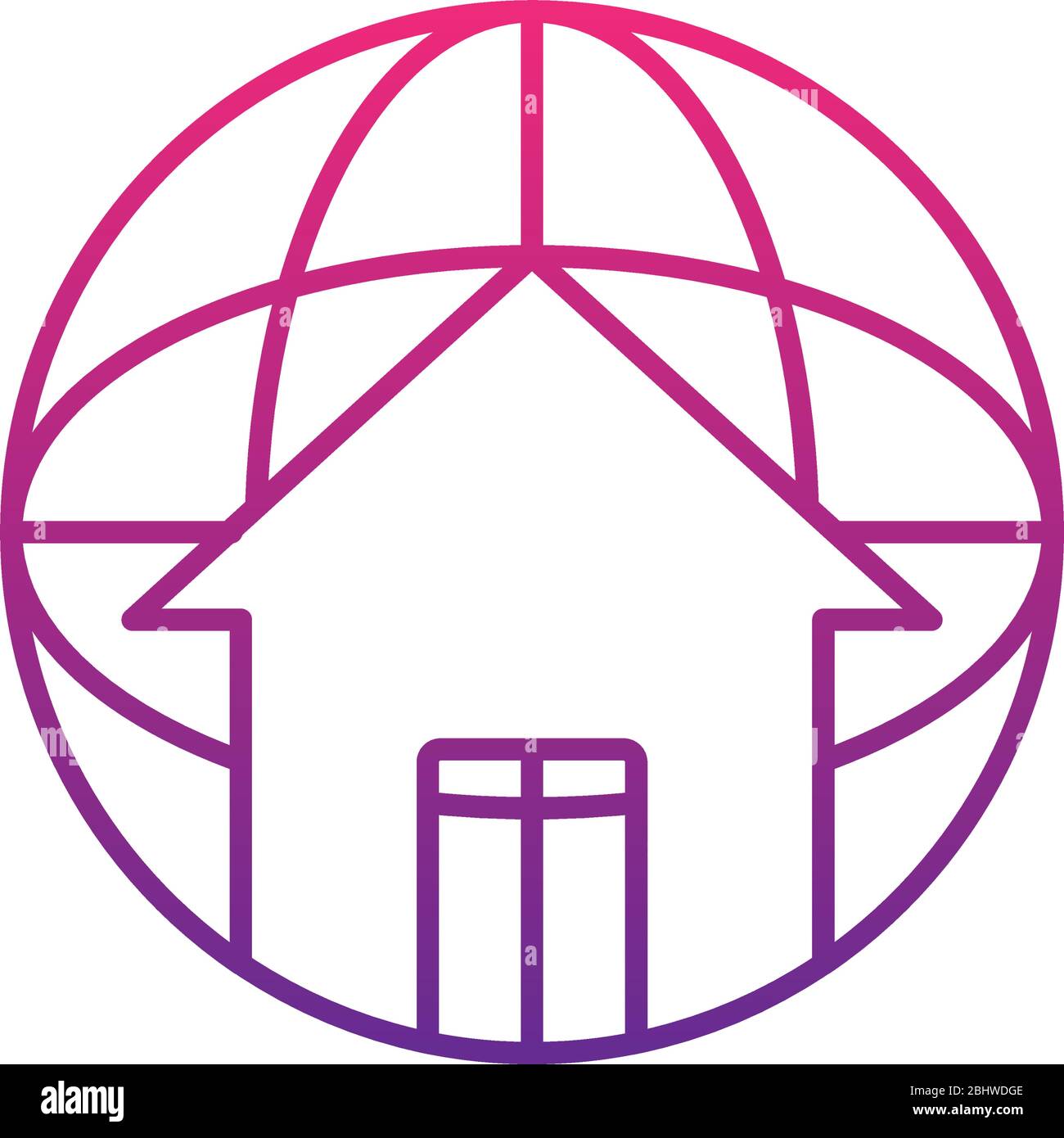 stay home concept, global sphere with house icon over white background ...