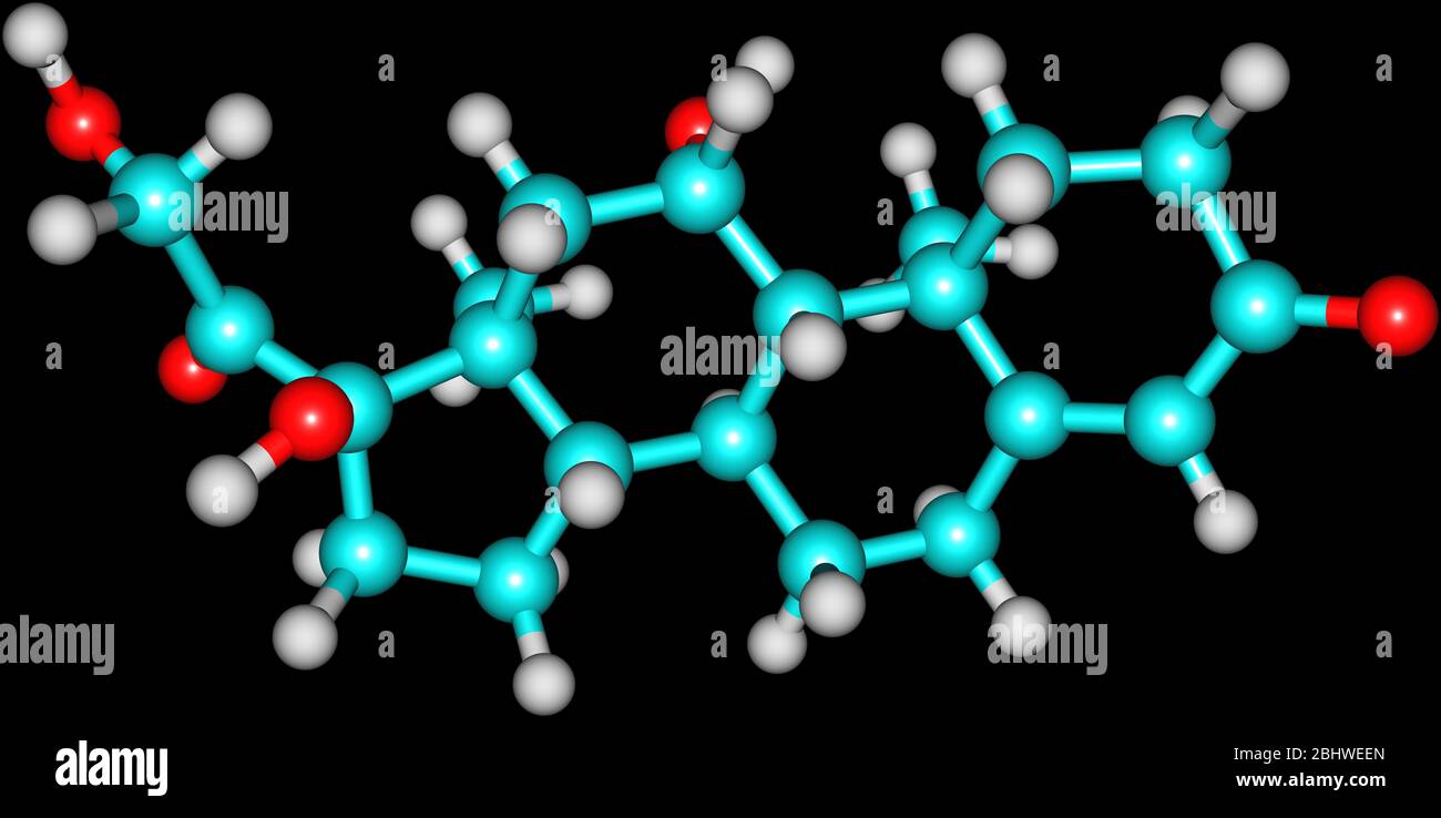 A Molecular Model Of The Hormone Hydrocortisone Or Cortisol It Is