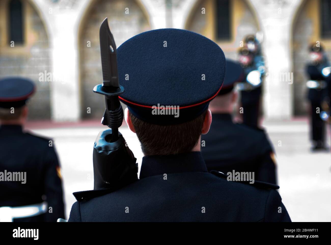 Change of the guards in Windsor Castle, the residence of the Queen, England, UK Stock Photo
