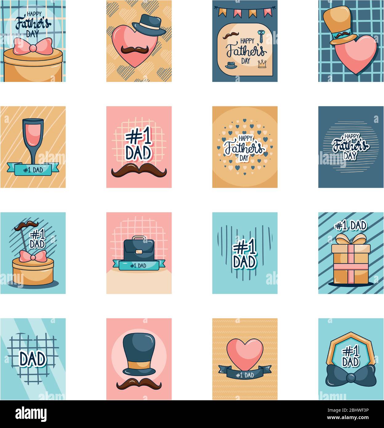 Icon set of Colorful Happy fathers day cards over white background, vector  illustration Stock Vector Image & Art - Alamy
