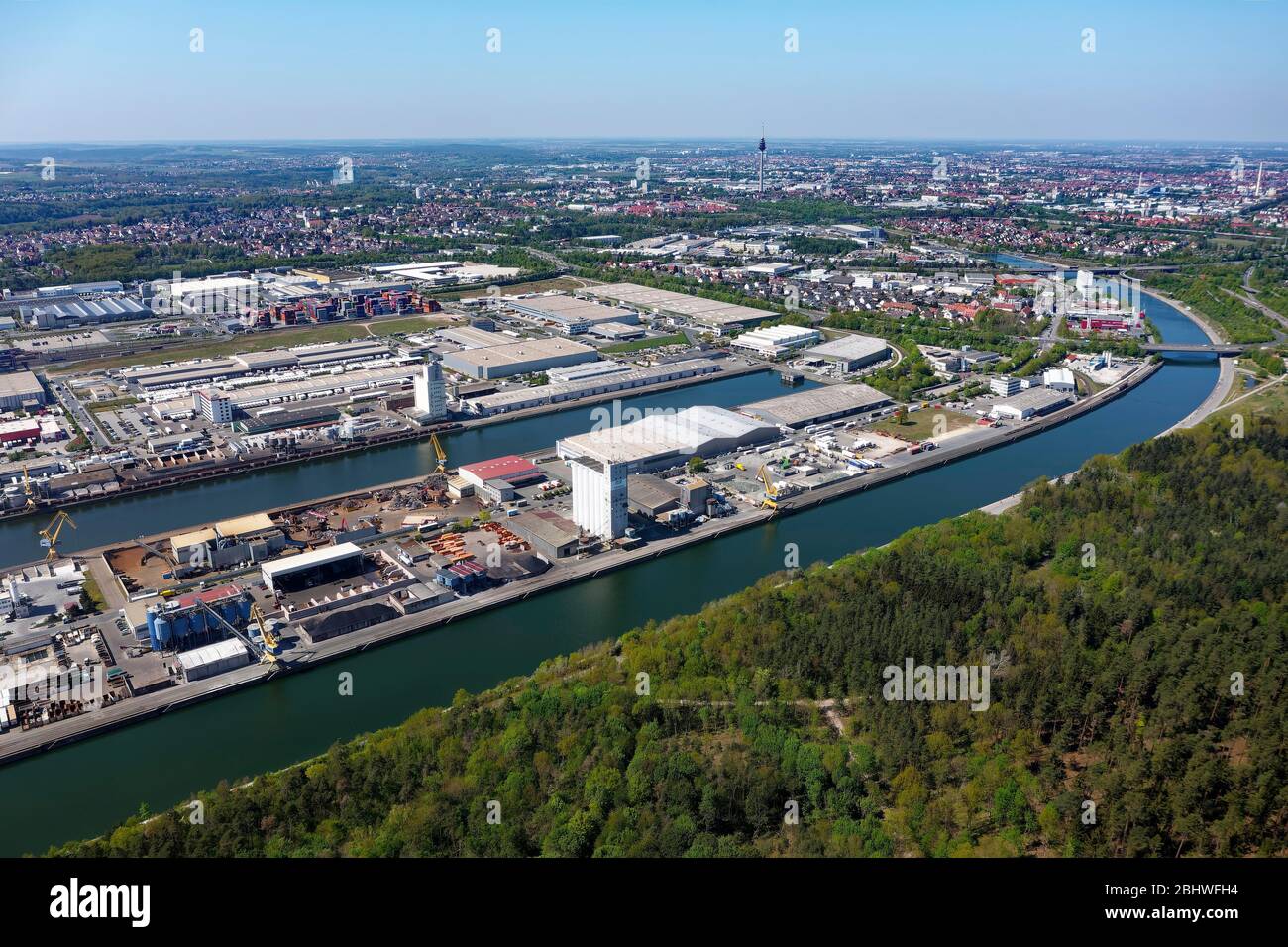Port of Nuremberg, also called Bayernhafen, inland port and freight traffic centre GVZ) on the Main-Danube Canal, Nuremberg, Middle Franconia Stock Photo