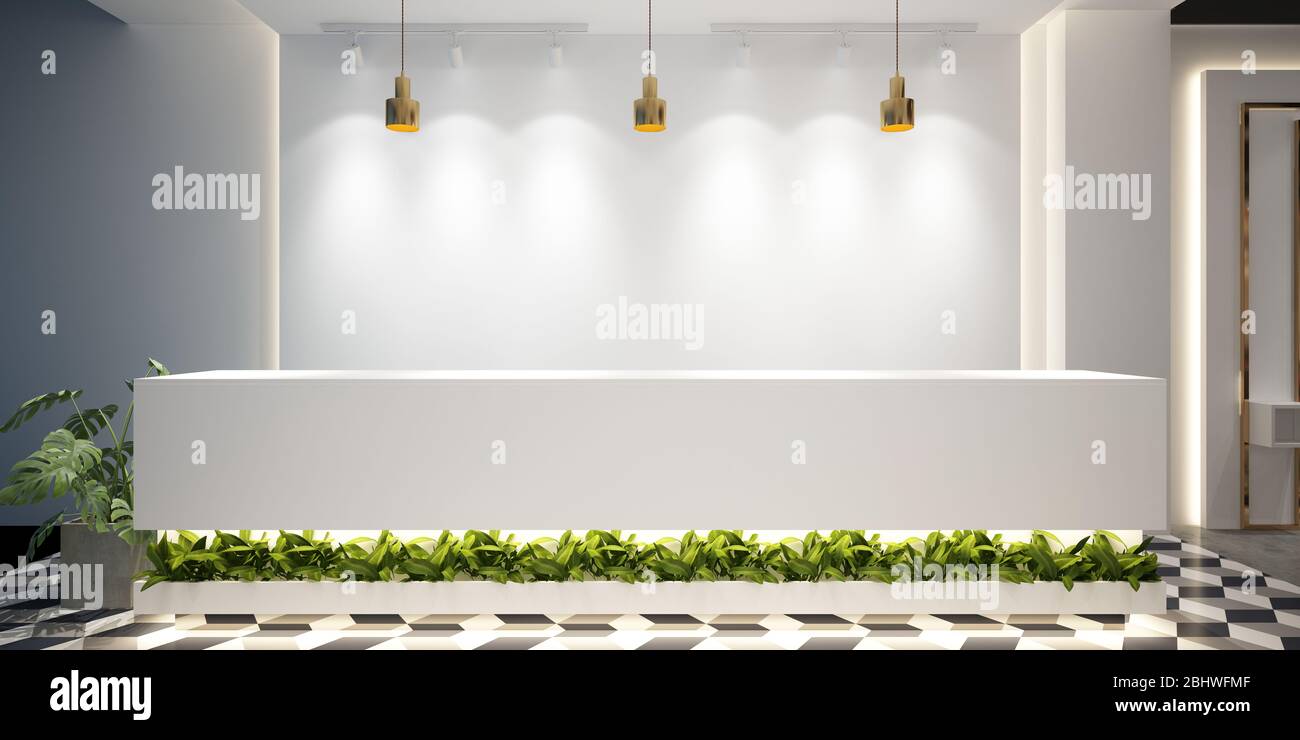 3d render of luxury hotel reception and lobby Stock Photo - Alamy