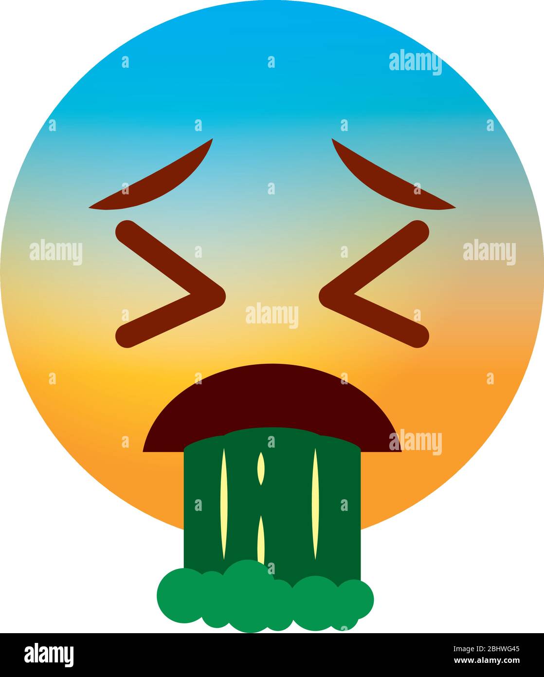Emojis coronavirus concept, vomiting emoji icon over white background, gradient style, vector illustration Stock Vector