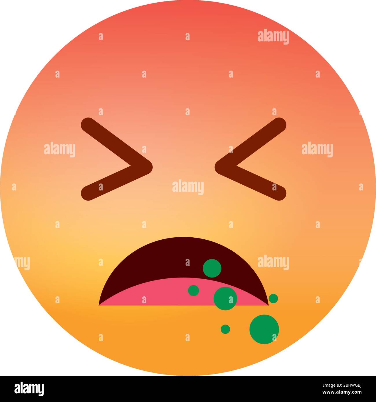 Emojis coronavirus concept, sick emoji coughing icon over white background, gradient style, vector illustration Stock Vector