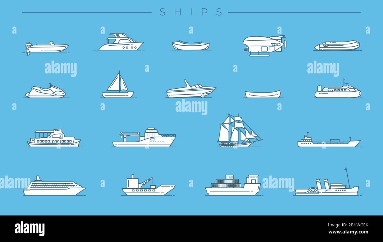 Ships concept line style vector icons set Stock Vector Image & Art - Alamy