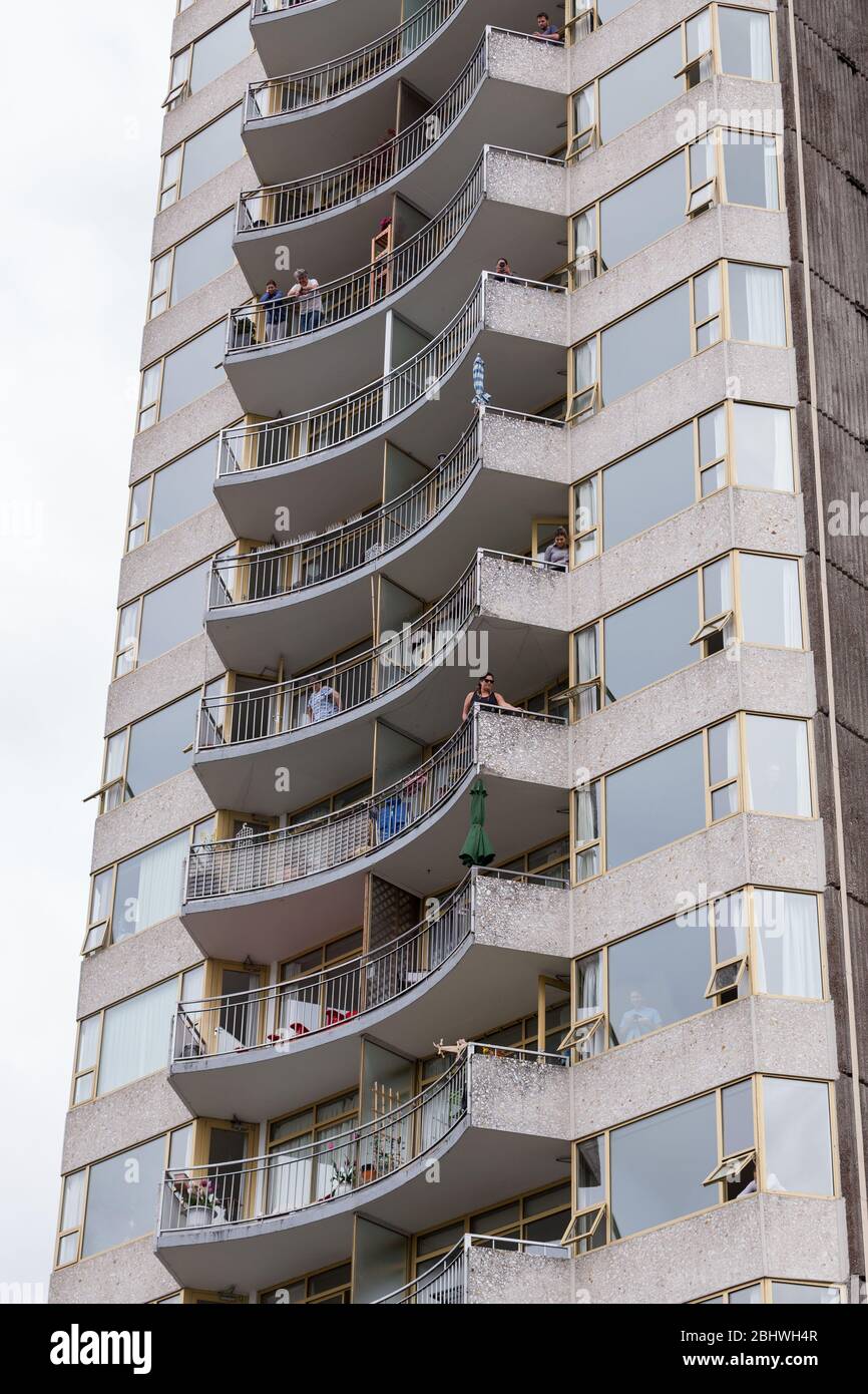 DOWNTOWN VANCOUVER, BC, CANADA - APR 26, 2020: Anti lockdown protesters march in defiance of the government imposed quarantine with onlookers heckle Stock Photo