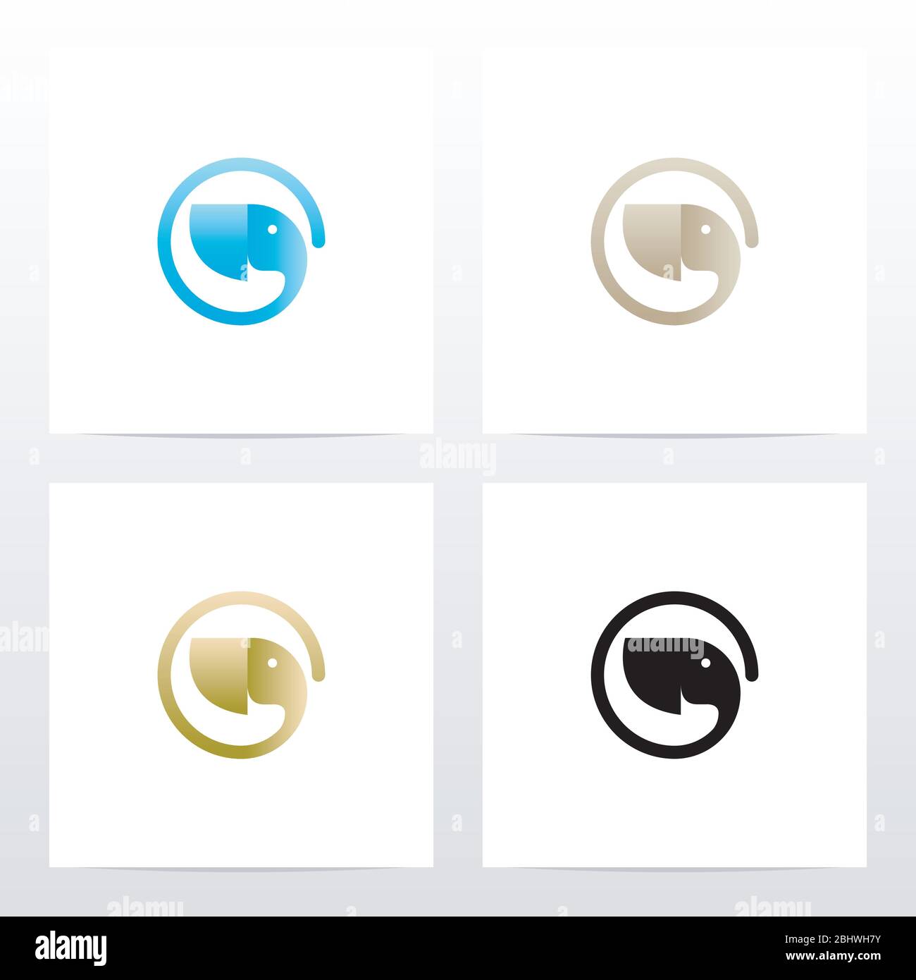 Elephant With Long Trunk Logo Design Stock Vector