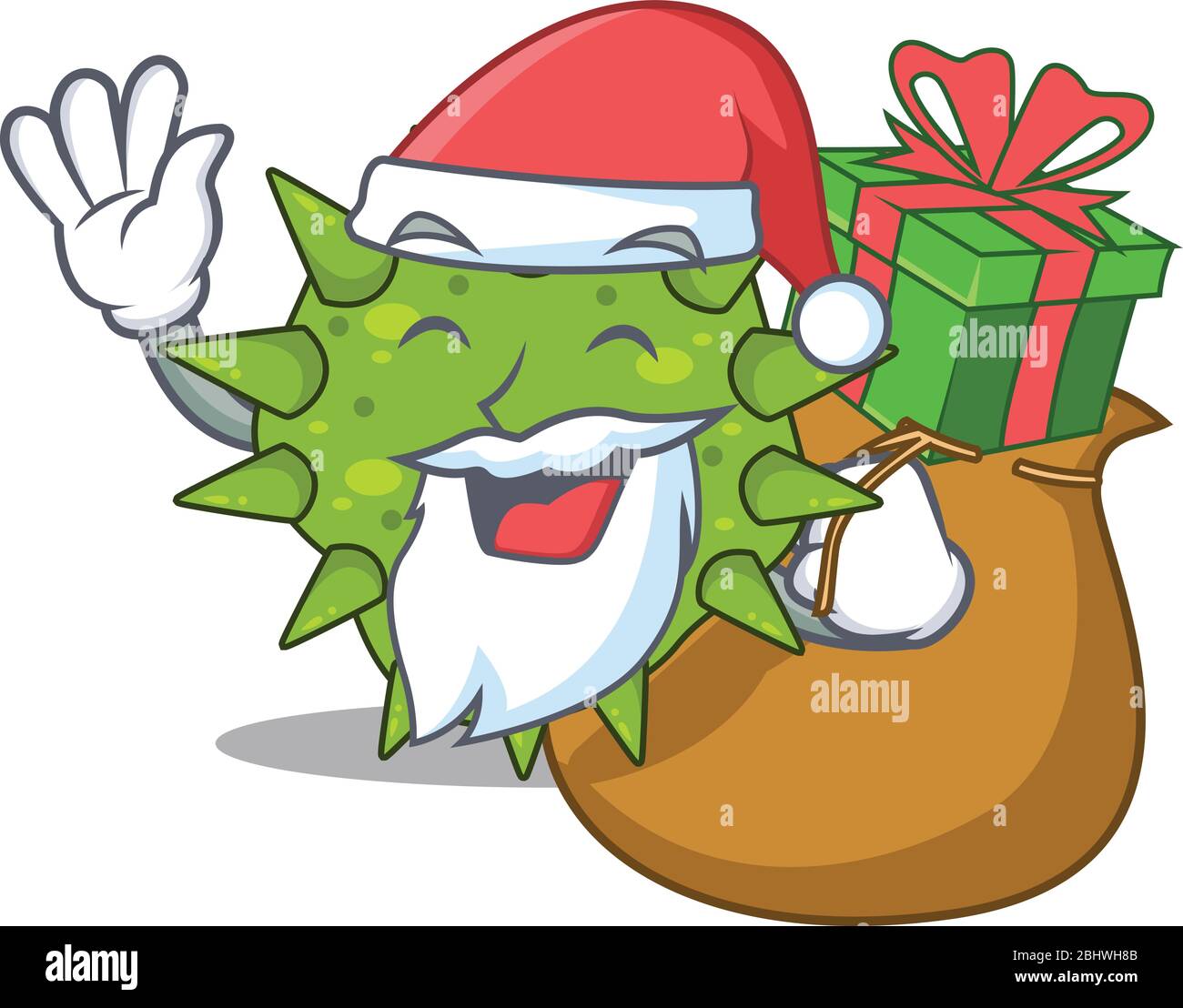 cartoon-design-of-vibrio-cholerae-santa-with-christmas-gift-stock-vector-image-art-alamy