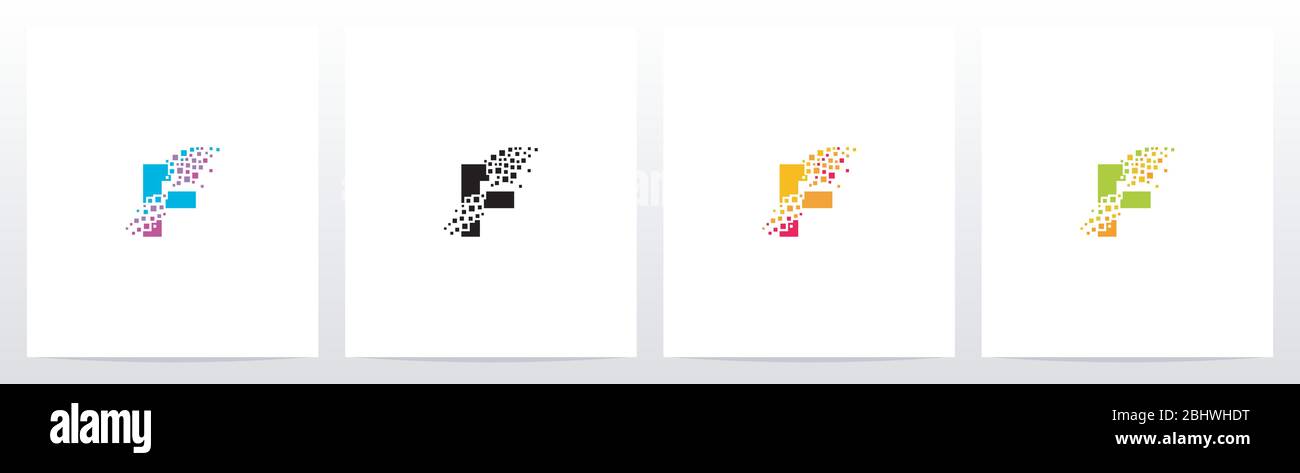 Eroded Particle On Letter Logo Design F Stock Vector