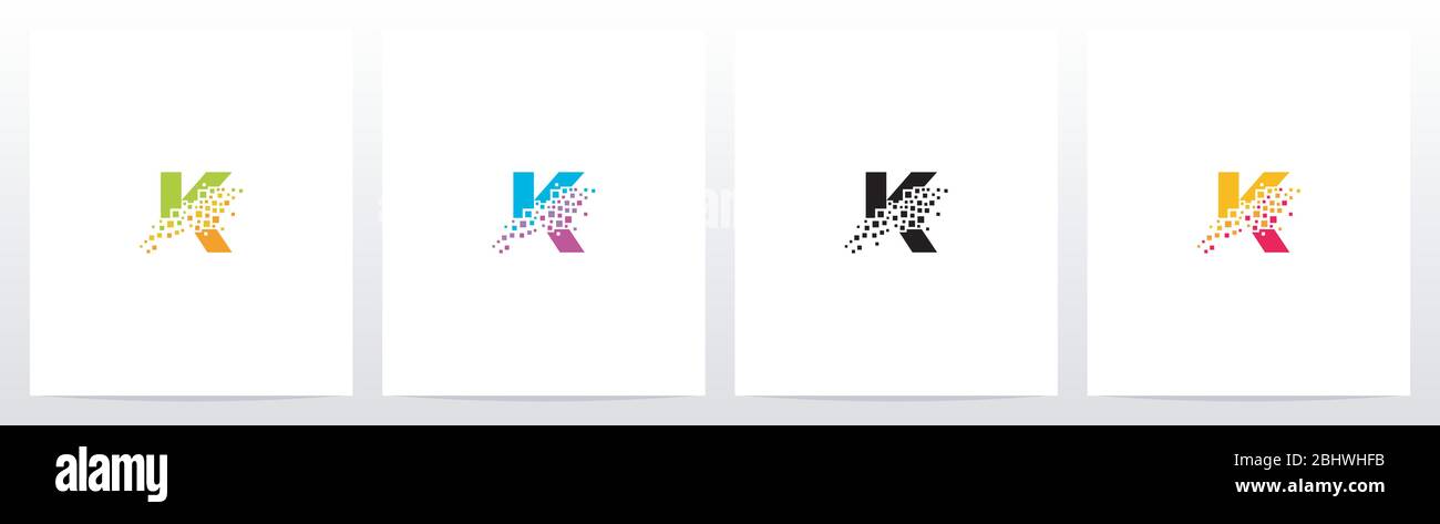Eroded Particle On Letter Logo Design K Stock Vector
