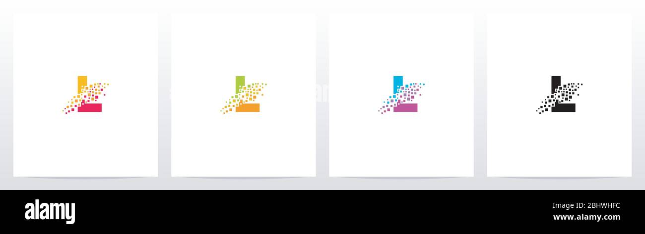 Eroded Particle On Letter Logo Design L Stock Vector